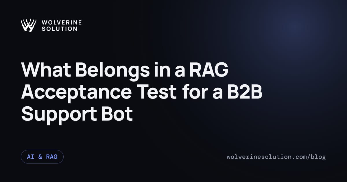 A diagram showing a RAG pipeline with test checkpoints for a B2B support chatbot